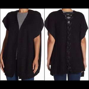 David & Yound NWT Black Lace Up Back Cardigan OS
